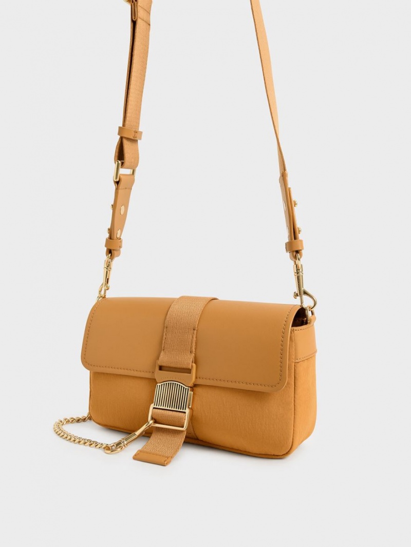 Geanta De Umar Charles & Keith Aspen Metallic Belt Cu Catarama Portocalii | 632GLZCNI