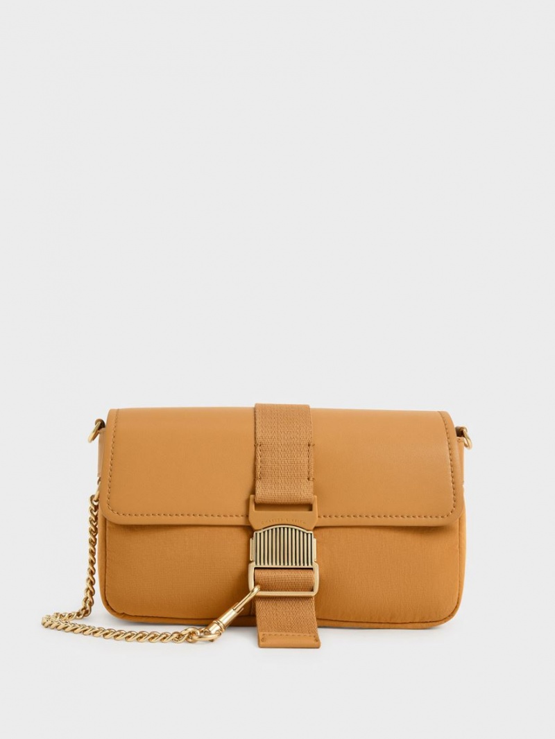 Geanta De Umar Charles & Keith Aspen Metallic Belt Cu Catarama Portocalii | 632GLZCNI
