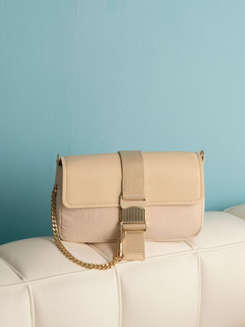 Geanta De Umar Charles & Keith Aspen Metallic Belt Cu Catarama Bej | 396BEYCGZ