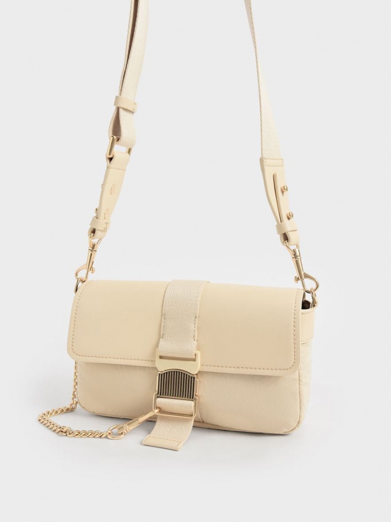 Geanta De Umar Charles & Keith Aspen Metallic Belt Cu Catarama Bej | 396BEYCGZ