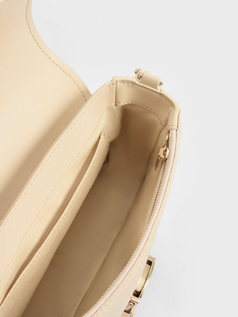 Geanta De Umar Charles & Keith Aspen Metallic Belt Cu Catarama Bej | 396BEYCGZ