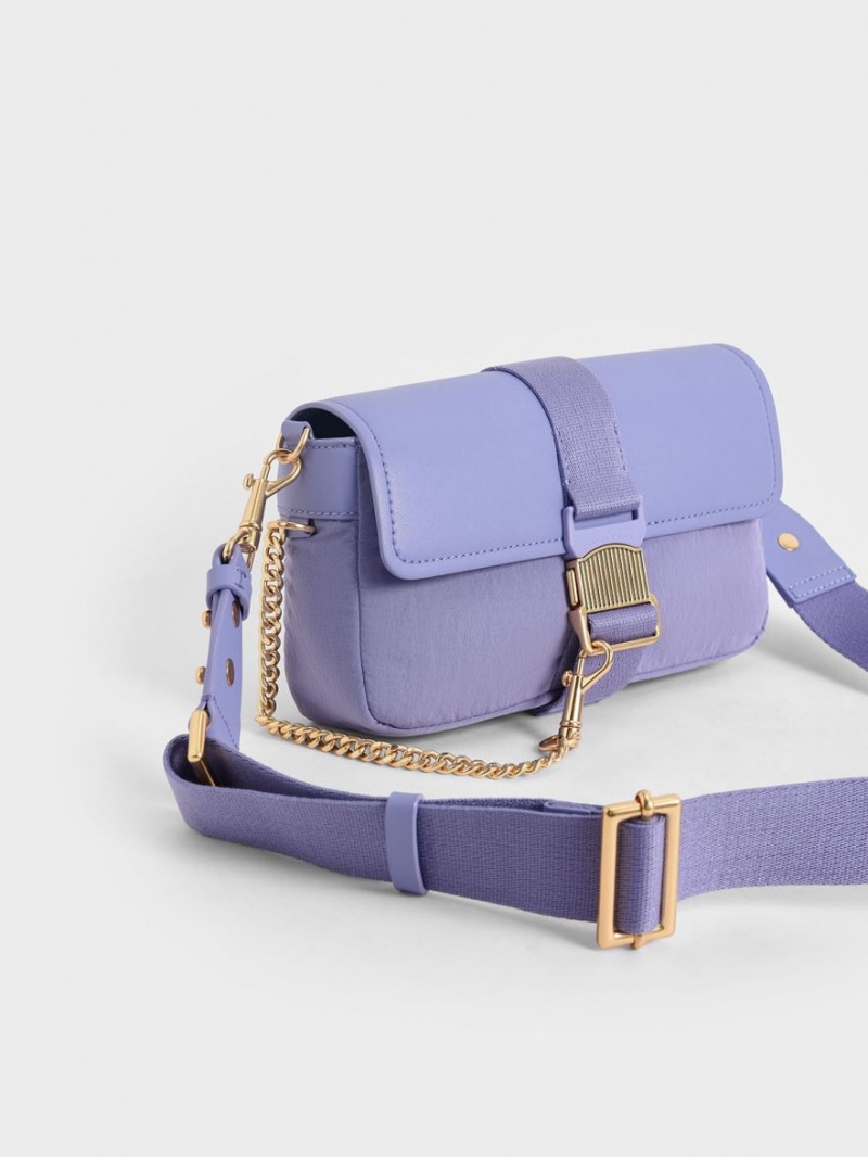Geanta De Umar Charles & Keith Aspen Metallic Belt Cu Catarama Violet | 051GKTYJM
