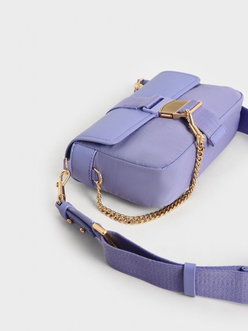 Geanta De Umar Charles & Keith Aspen Metallic Belt Cu Catarama Violet | 051GKTYJM