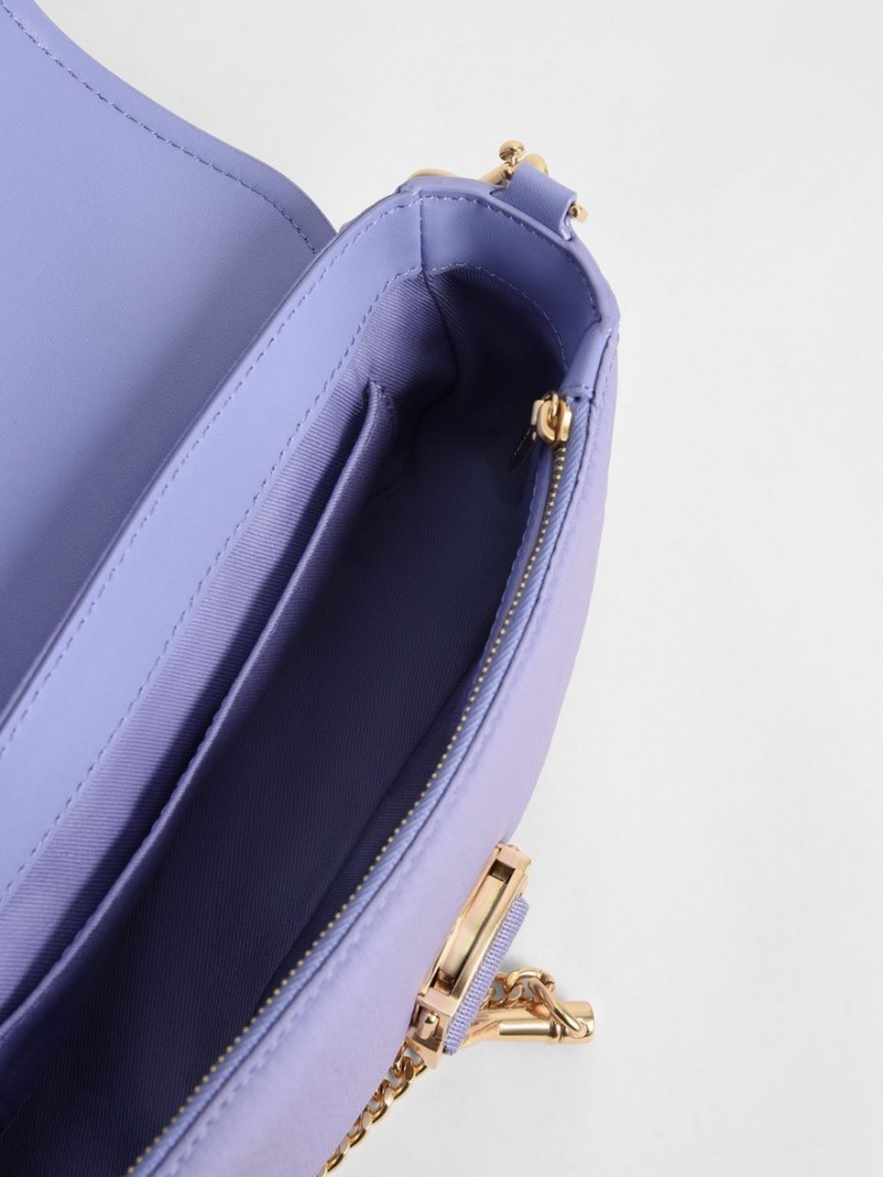 Geanta De Umar Charles & Keith Aspen Metallic Belt Cu Catarama Violet | 051GKTYJM