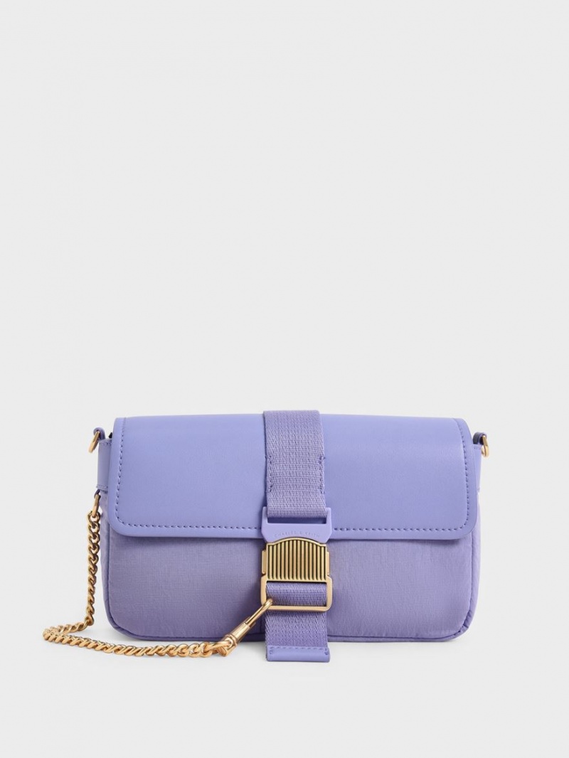 Geanta De Umar Charles & Keith Aspen Metallic Belt Cu Catarama Violet | 051GKTYJM