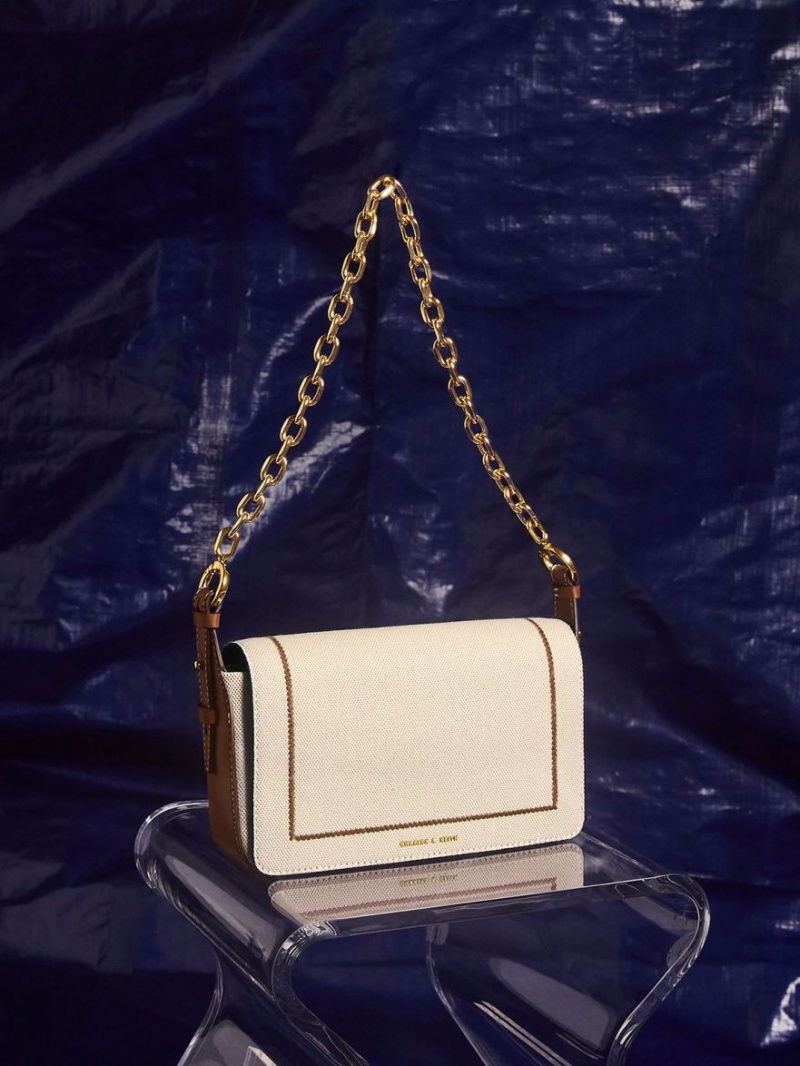 Geanta De Umar Charles & Keith Astra Chain Handle Panza Ciocolata | 348SYBCJA