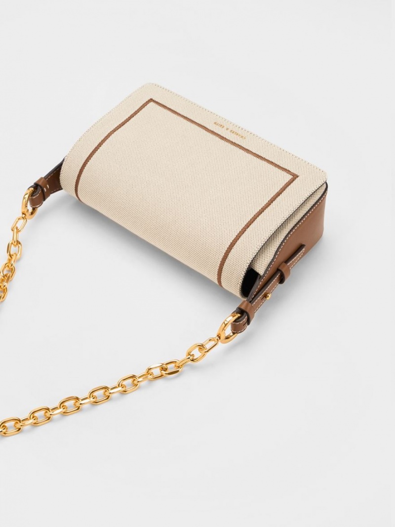 Geanta De Umar Charles & Keith Astra Chain Handle Panza Ciocolata | 348SYBCJA