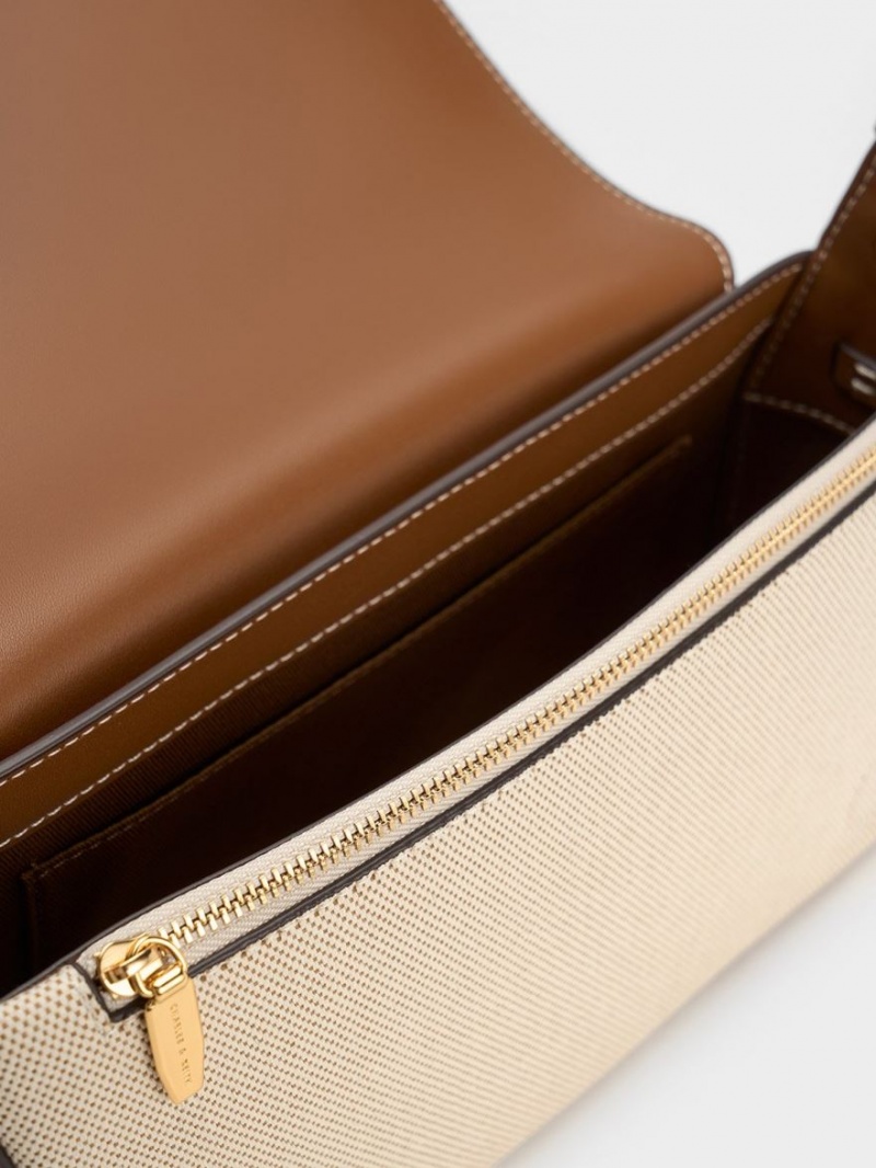 Geanta De Umar Charles & Keith Astra Chain Handle Panza Ciocolata | 348SYBCJA