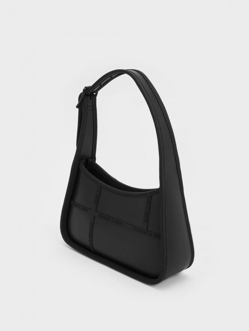 Geanta De Umar Charles & Keith Avenue Contrast-Trim Trapeze Negrii | 104SPUTMO