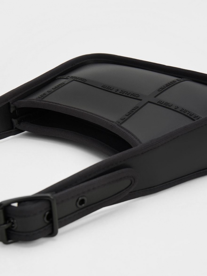 Geanta De Umar Charles & Keith Avenue Contrast-Trim Trapeze Negrii | 104SPUTMO