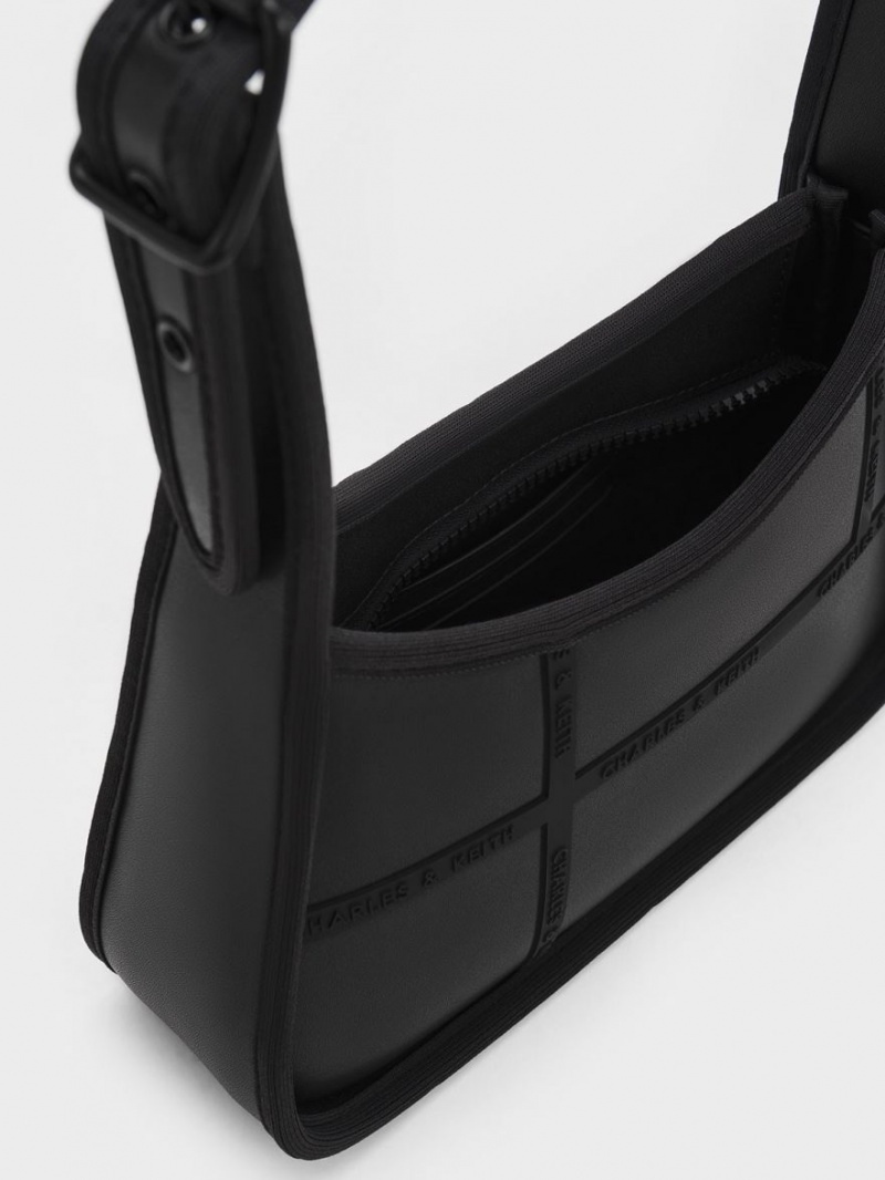 Geanta De Umar Charles & Keith Avenue Contrast-Trim Trapeze Negrii | 104SPUTMO