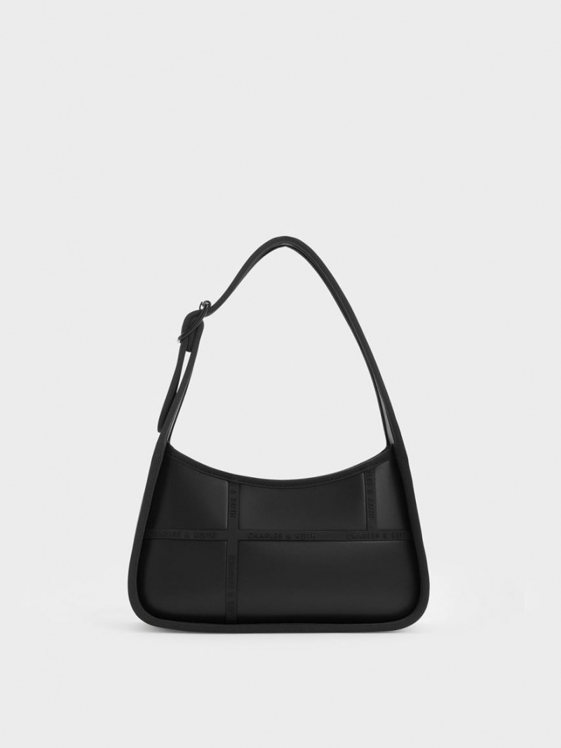 Geanta De Umar Charles & Keith Avenue Contrast-Trim Trapeze Negrii | 104SPUTMO