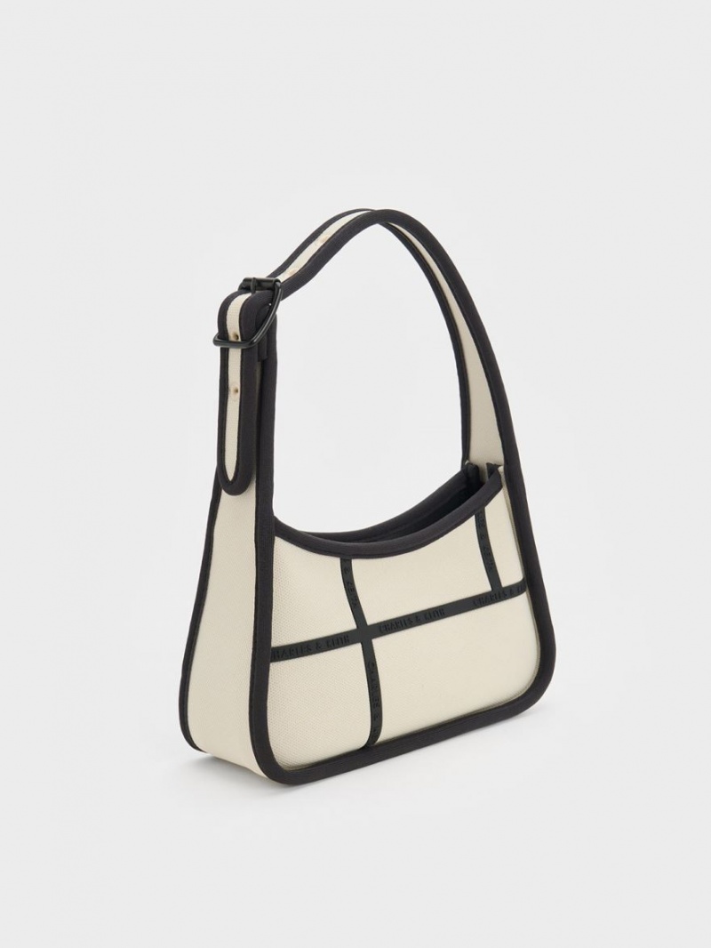 Geanta De Umar Charles & Keith Avenue Contrast-Trim Trapeze Albi | 918ZVJBCX