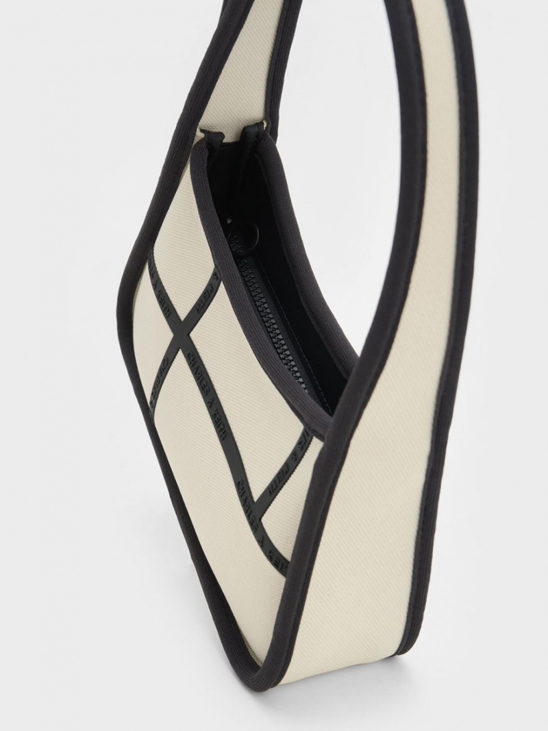Geanta De Umar Charles & Keith Avenue Contrast-Trim Trapeze Albi | 918ZVJBCX
