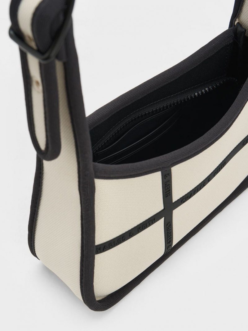 Geanta De Umar Charles & Keith Avenue Contrast-Trim Trapeze Albi | 918ZVJBCX