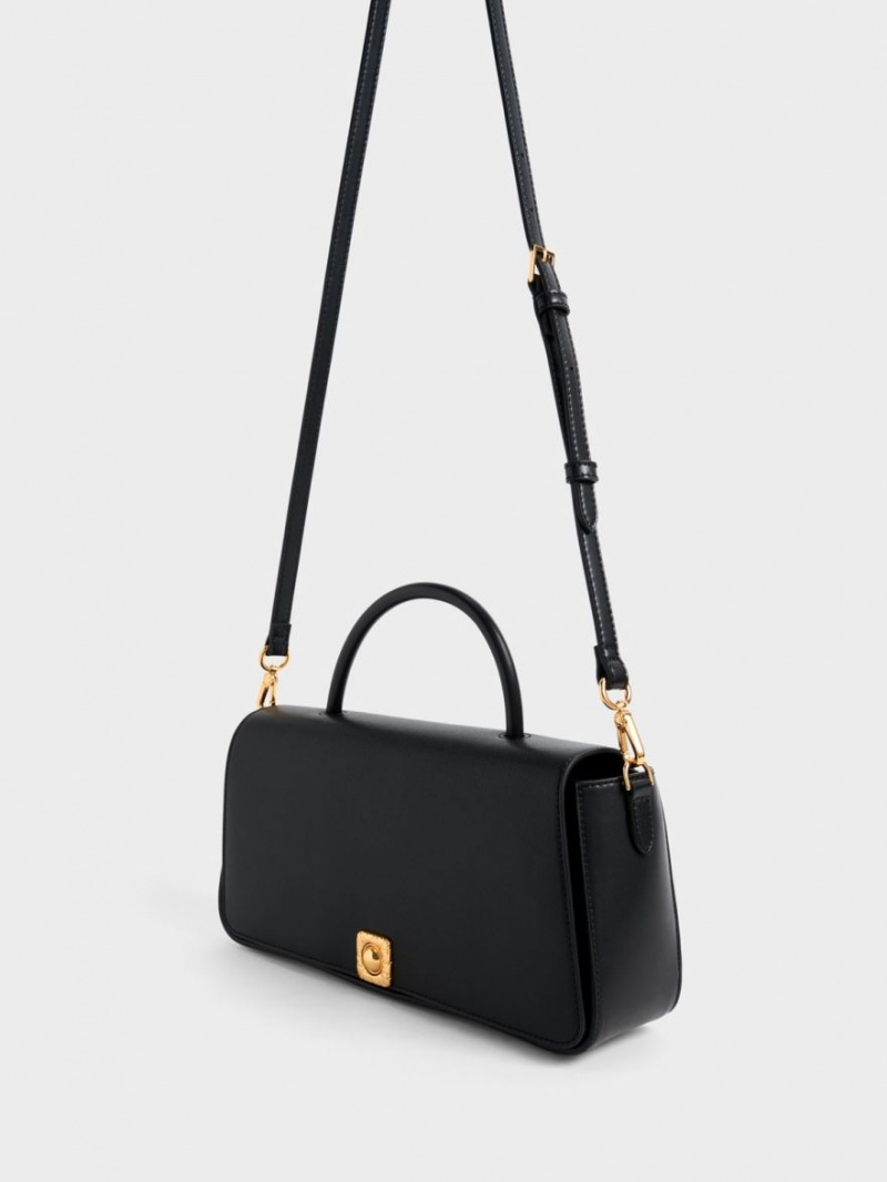 Geanta De Umar Charles & Keith Avis Elongated Handle Trapeze Negrii | 719FSKHNQ
