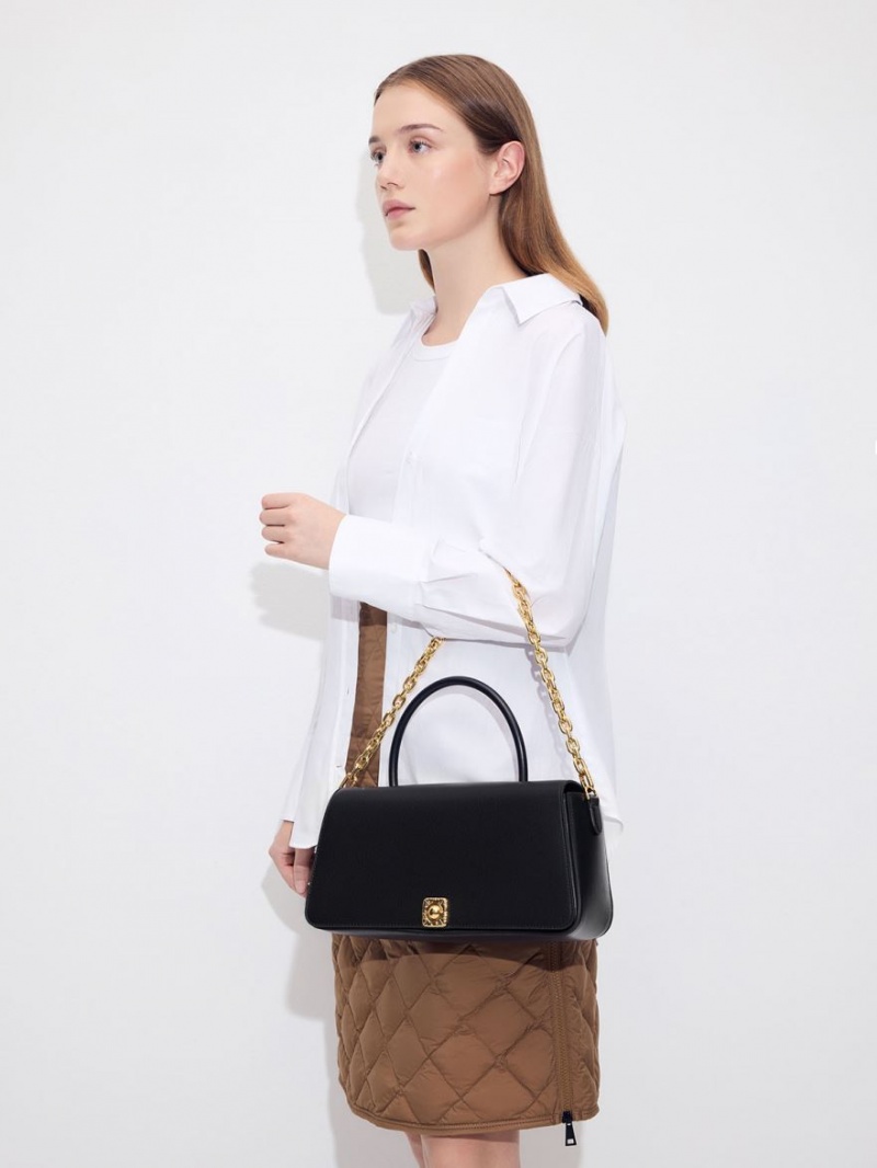 Geanta De Umar Charles & Keith Avis Elongated Handle Trapeze Negrii | 719FSKHNQ