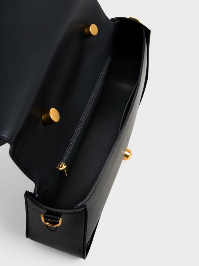 Geanta De Umar Charles & Keith Avis Elongated Handle Trapeze Negrii | 719FSKHNQ