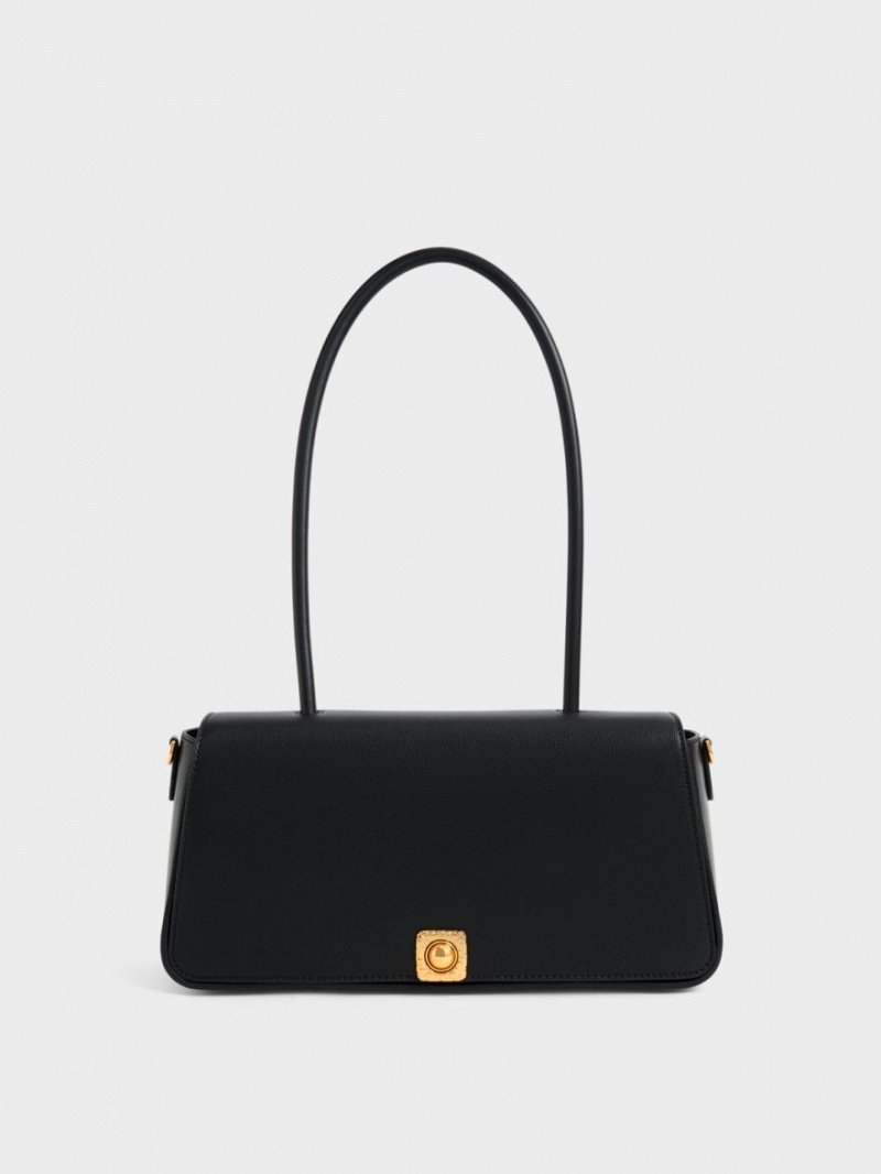 Geanta De Umar Charles & Keith Avis Elongated Handle Trapeze Negrii | 719FSKHNQ