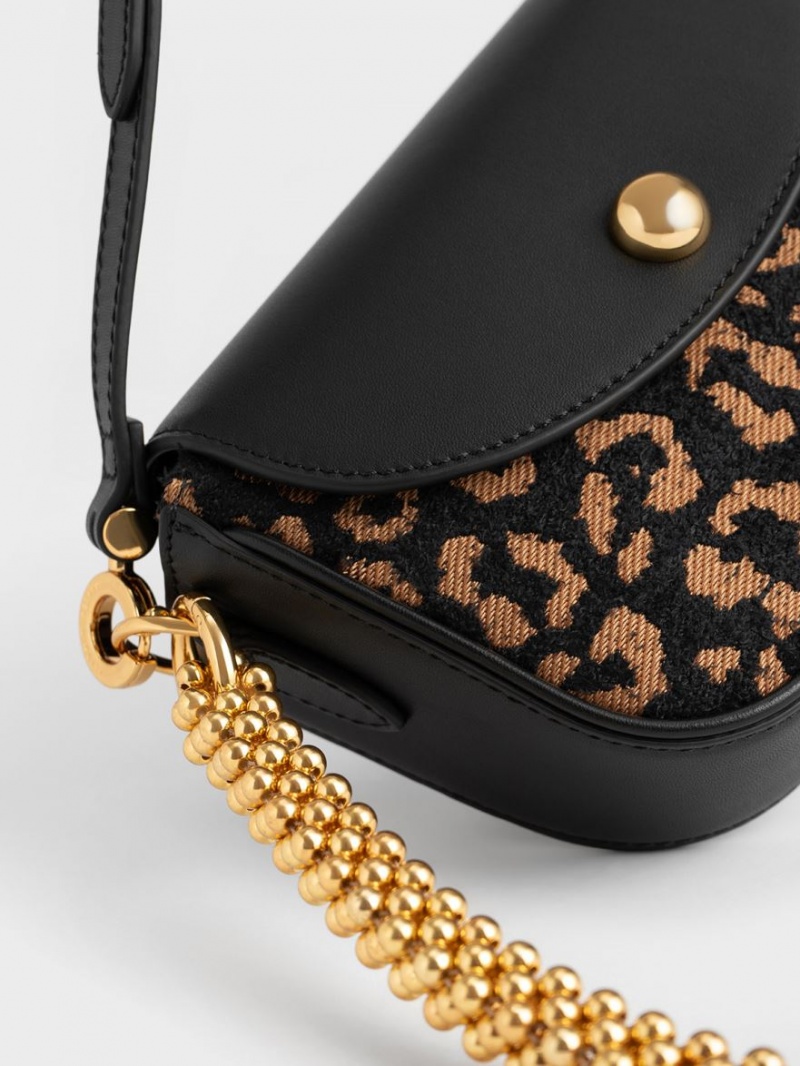 Geanta De Umar Charles & Keith Beaded Metallic Handle Sculptural Negrii | 538GFOSUA