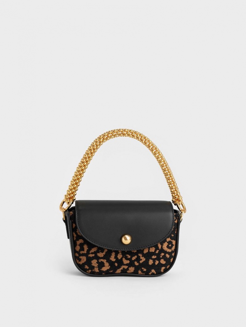 Geanta De Umar Charles & Keith Beaded Metallic Handle Sculptural Negrii | 538GFOSUA