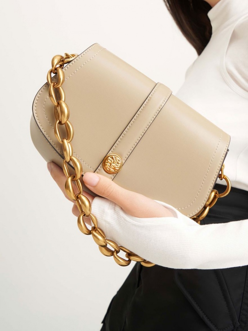 Geanta De Umar Charles & Keith Blair Chain Handle Bej | 947UIRELF