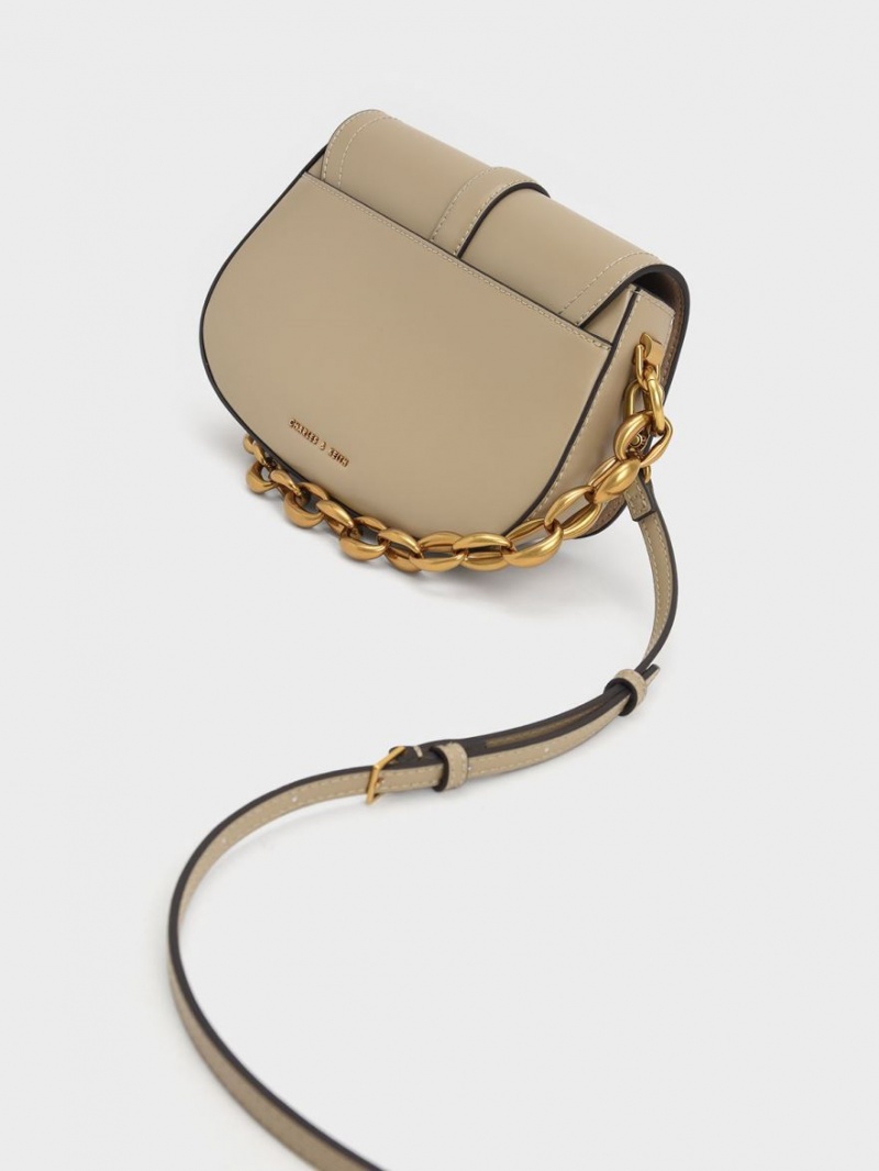 Geanta De Umar Charles & Keith Blair Chain Handle Bej | 947UIRELF