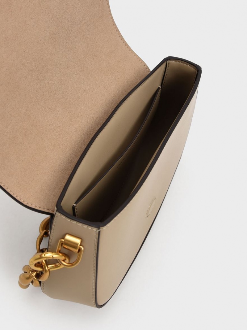 Geanta De Umar Charles & Keith Blair Chain Handle Bej | 947UIRELF