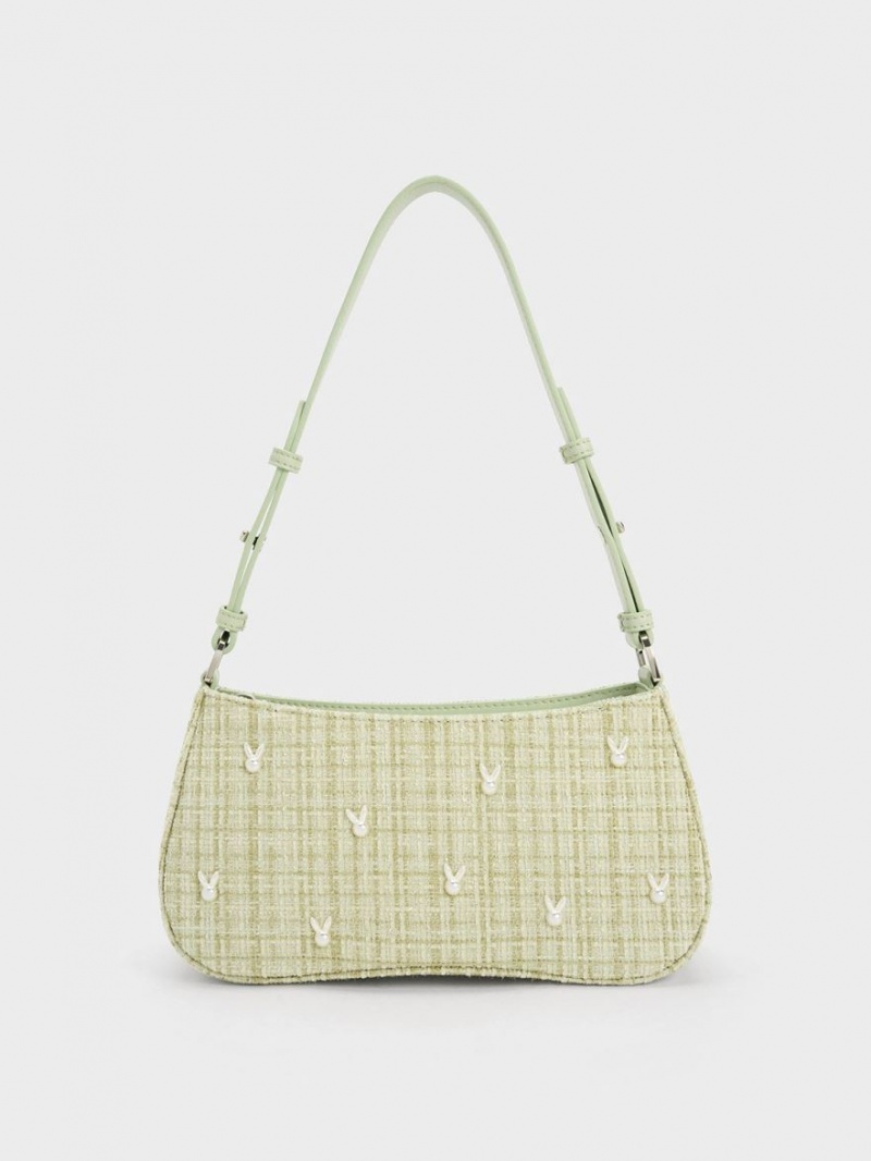 Geanta De Umar Charles & Keith Bunny Tweed Verzi | 961GXOYME