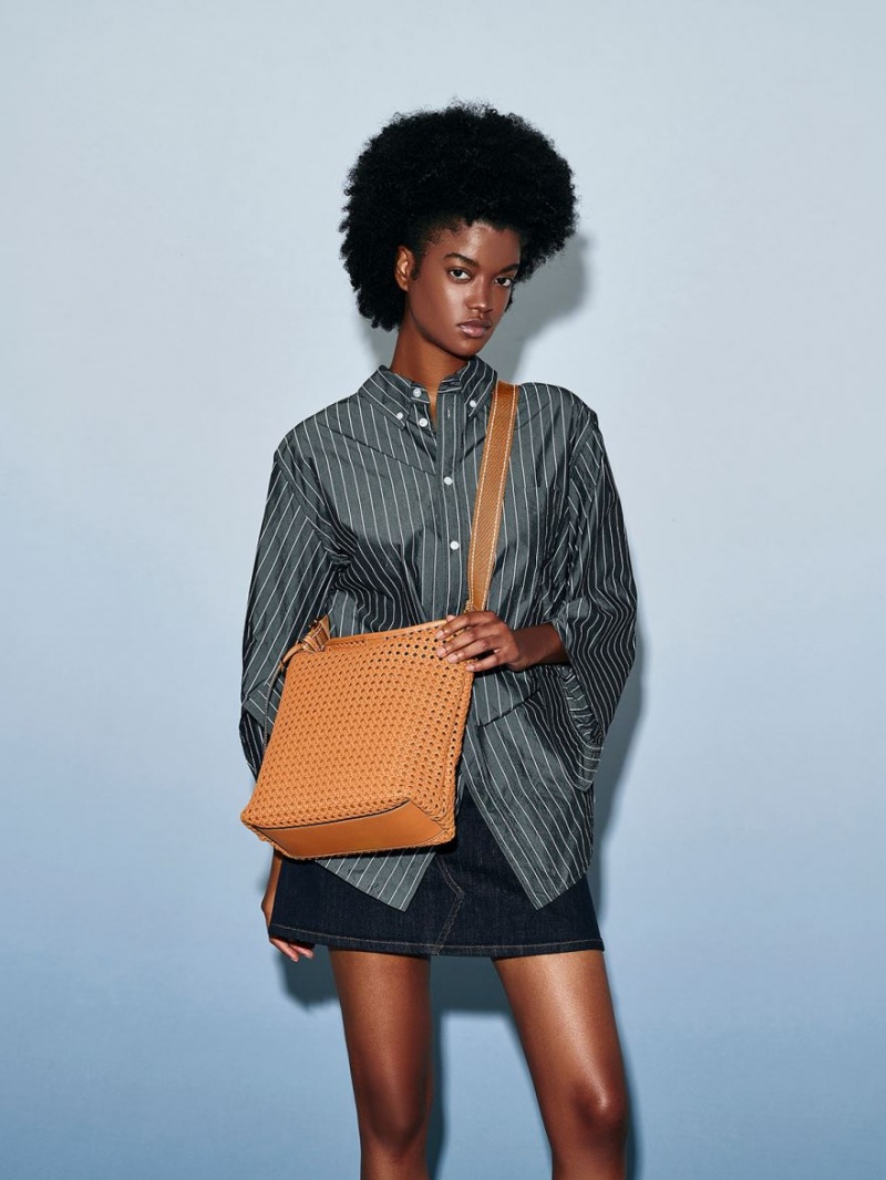 Geanta De Umar Charles & Keith Cecily Woven Large Portocalii | 839ZDQICA