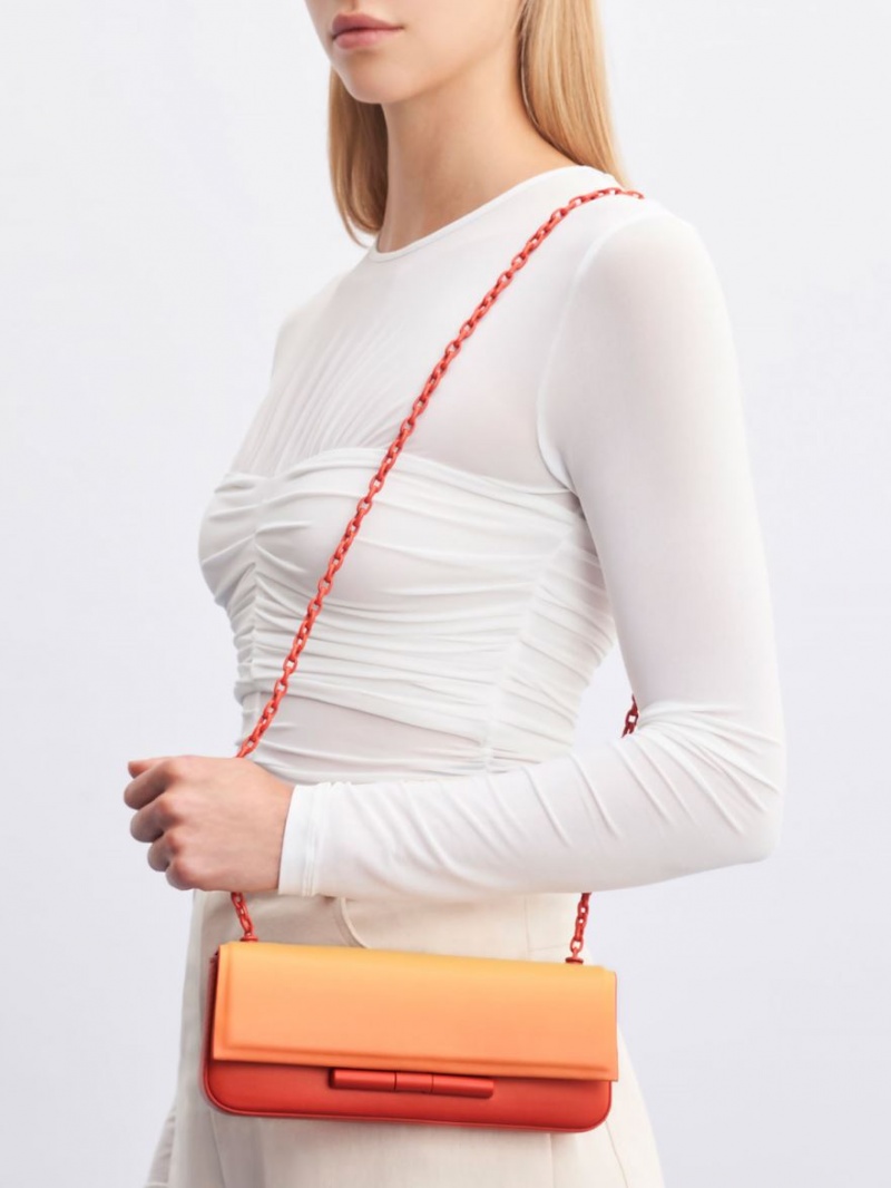 Geanta De Umar Charles & Keith Cesia Chain Curea Portocalii | 381KELBCD