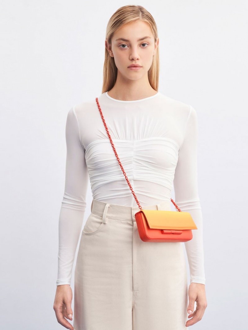 Geanta De Umar Charles & Keith Cesia Chain Curea Portocalii | 381KELBCD