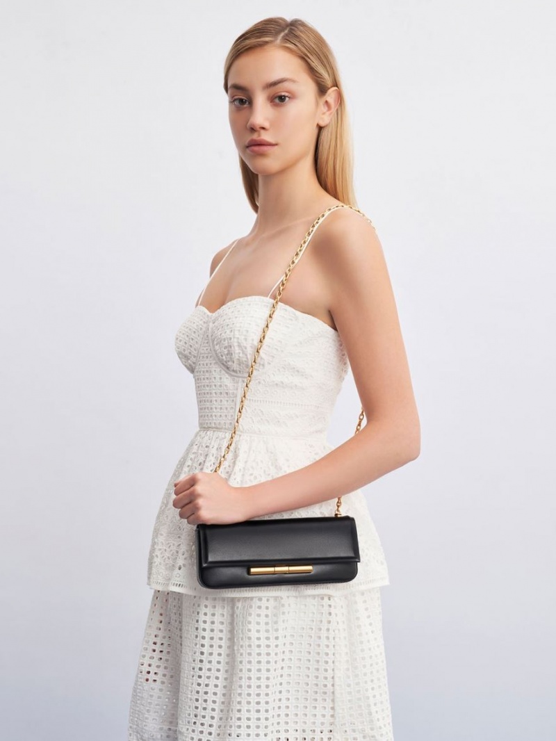 Geanta De Umar Charles & Keith Cesia Chain Curea Negrii | 214GCEZKM