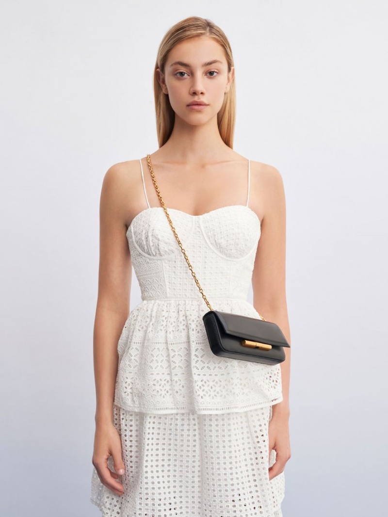 Geanta De Umar Charles & Keith Cesia Chain Curea Negrii | 214GCEZKM
