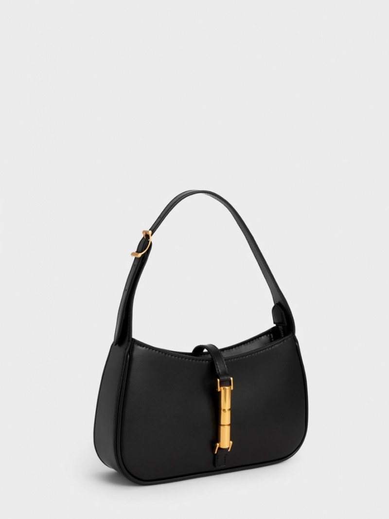 Geanta De Umar Charles & Keith Cesia Metallic Accent Negrii | 103MAYCGS