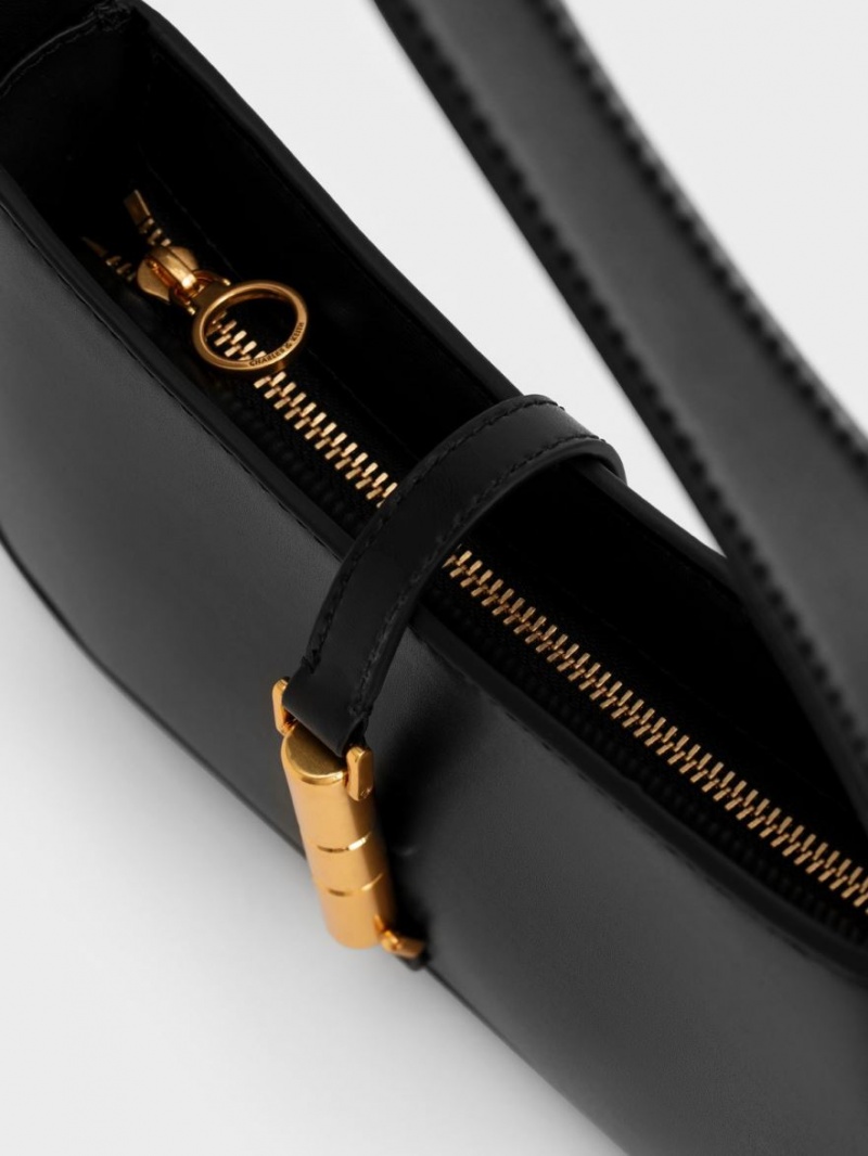Geanta De Umar Charles & Keith Cesia Metallic Accent Negrii | 103MAYCGS