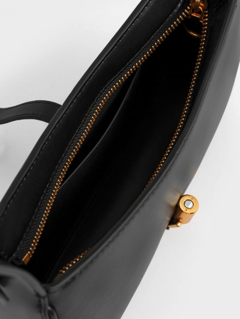 Geanta De Umar Charles & Keith Cesia Metallic Accent Negrii | 103MAYCGS