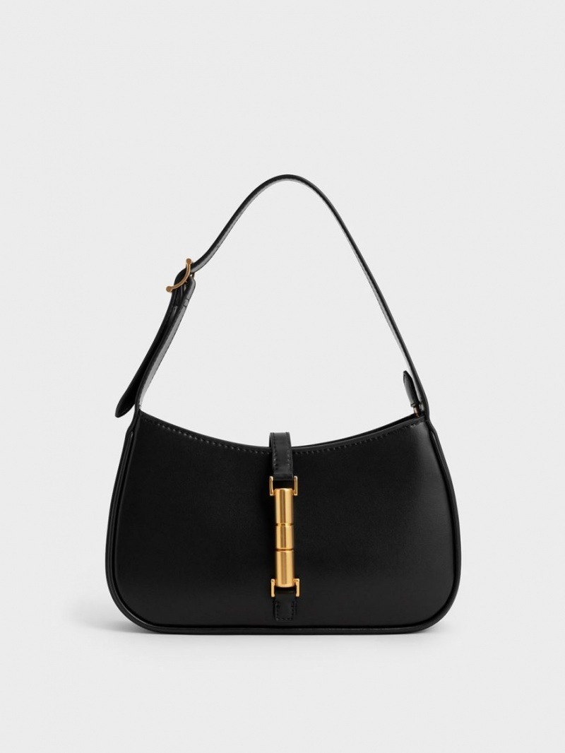 Geanta De Umar Charles & Keith Cesia Metallic Accent Negrii | 103MAYCGS