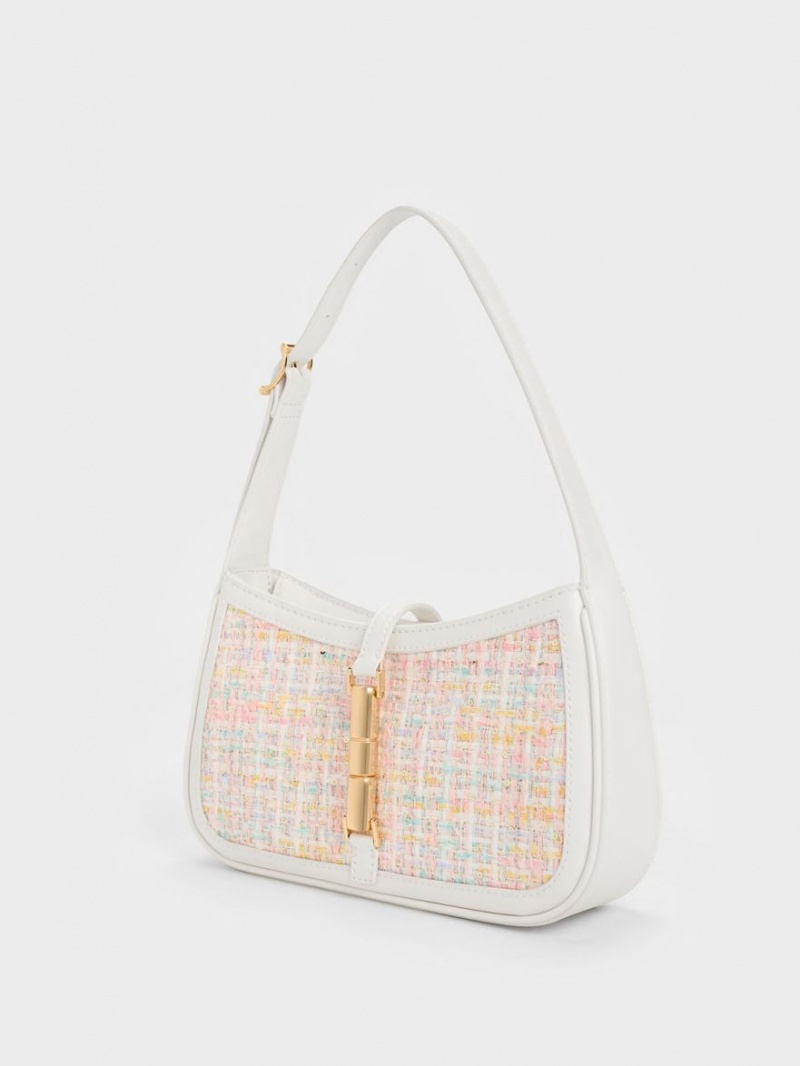 Geanta De Umar Charles & Keith Cesia Metallic Accent Tweed Roz | 597KAEPQV
