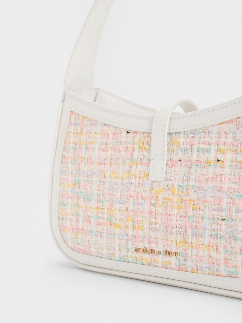 Geanta De Umar Charles & Keith Cesia Metallic Accent Tweed Roz | 597KAEPQV
