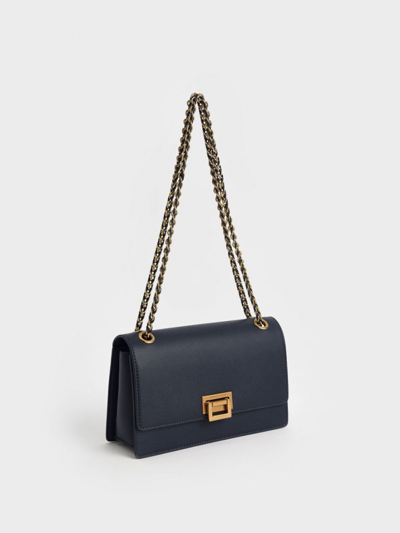 Geanta De Umar Charles & Keith Chain Bleumarin | 504YHKFGE