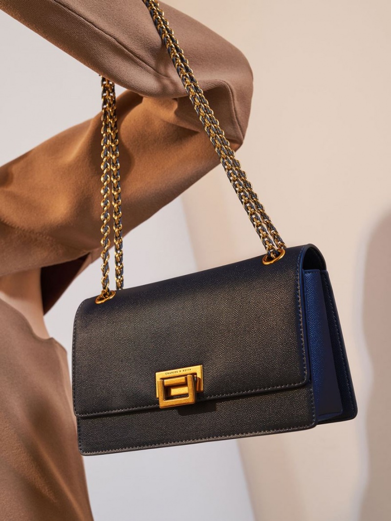 Geanta De Umar Charles & Keith Chain Bleumarin | 504YHKFGE