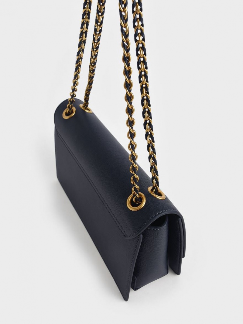 Geanta De Umar Charles & Keith Chain Bleumarin | 504YHKFGE