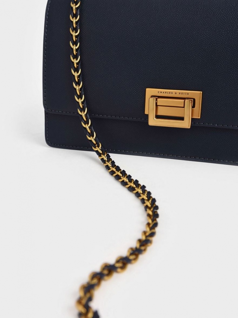 Geanta De Umar Charles & Keith Chain Bleumarin | 504YHKFGE