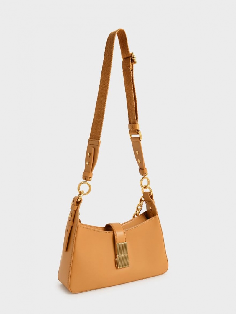 Geanta De Umar Charles & Keith Chain Handle Portocalii | 962AEYMIX