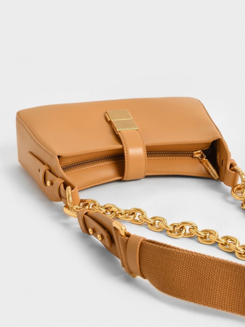 Geanta De Umar Charles & Keith Chain Handle Portocalii | 962AEYMIX