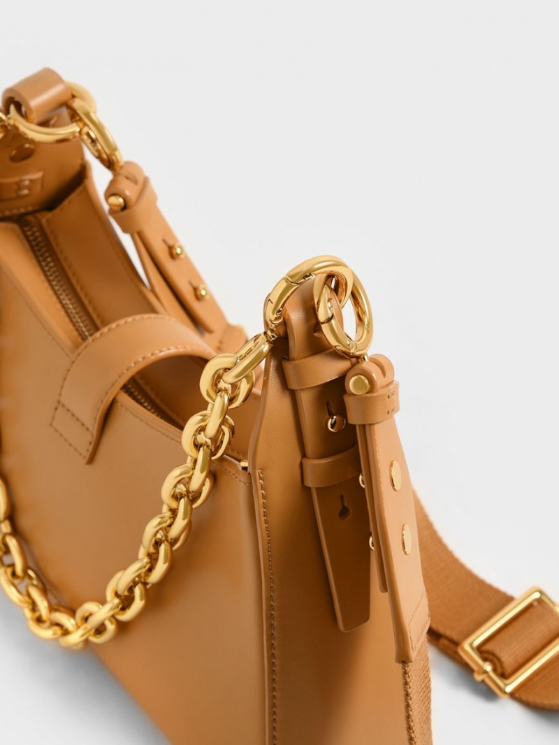 Geanta De Umar Charles & Keith Chain Handle Portocalii | 962AEYMIX