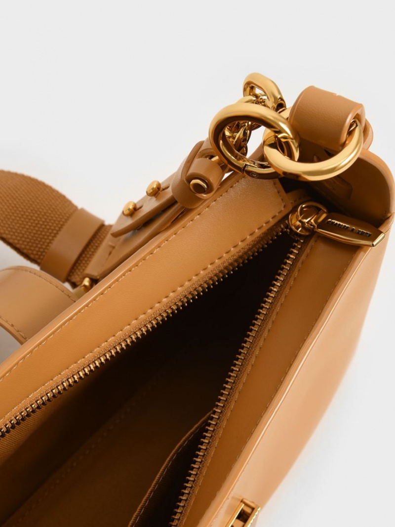 Geanta De Umar Charles & Keith Chain Handle Portocalii | 962AEYMIX