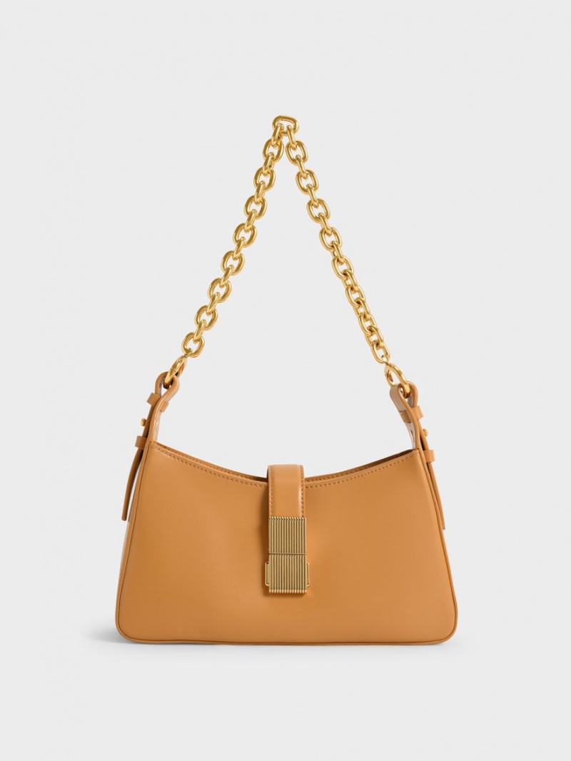 Geanta De Umar Charles & Keith Chain Handle Portocalii | 962AEYMIX