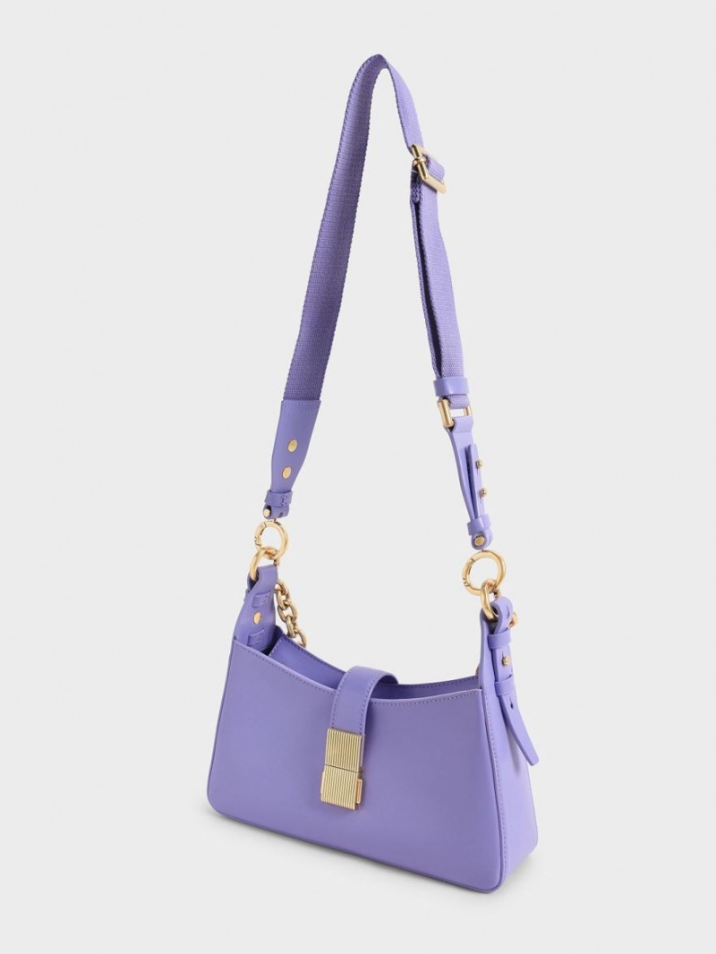 Geanta De Umar Charles & Keith Chain Handle Violet | 984KIDFWH